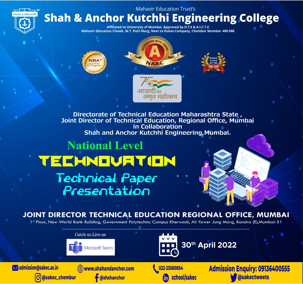 Technovation Banner April Sakec Shah Anchor Kutchhi Engineering